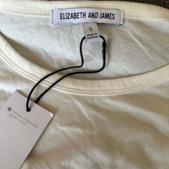 *ELIZABETH AND JAMES* Off-White Short Sleeve Scoop Neck Shirt NWT Size Small - Picture 6 of 9